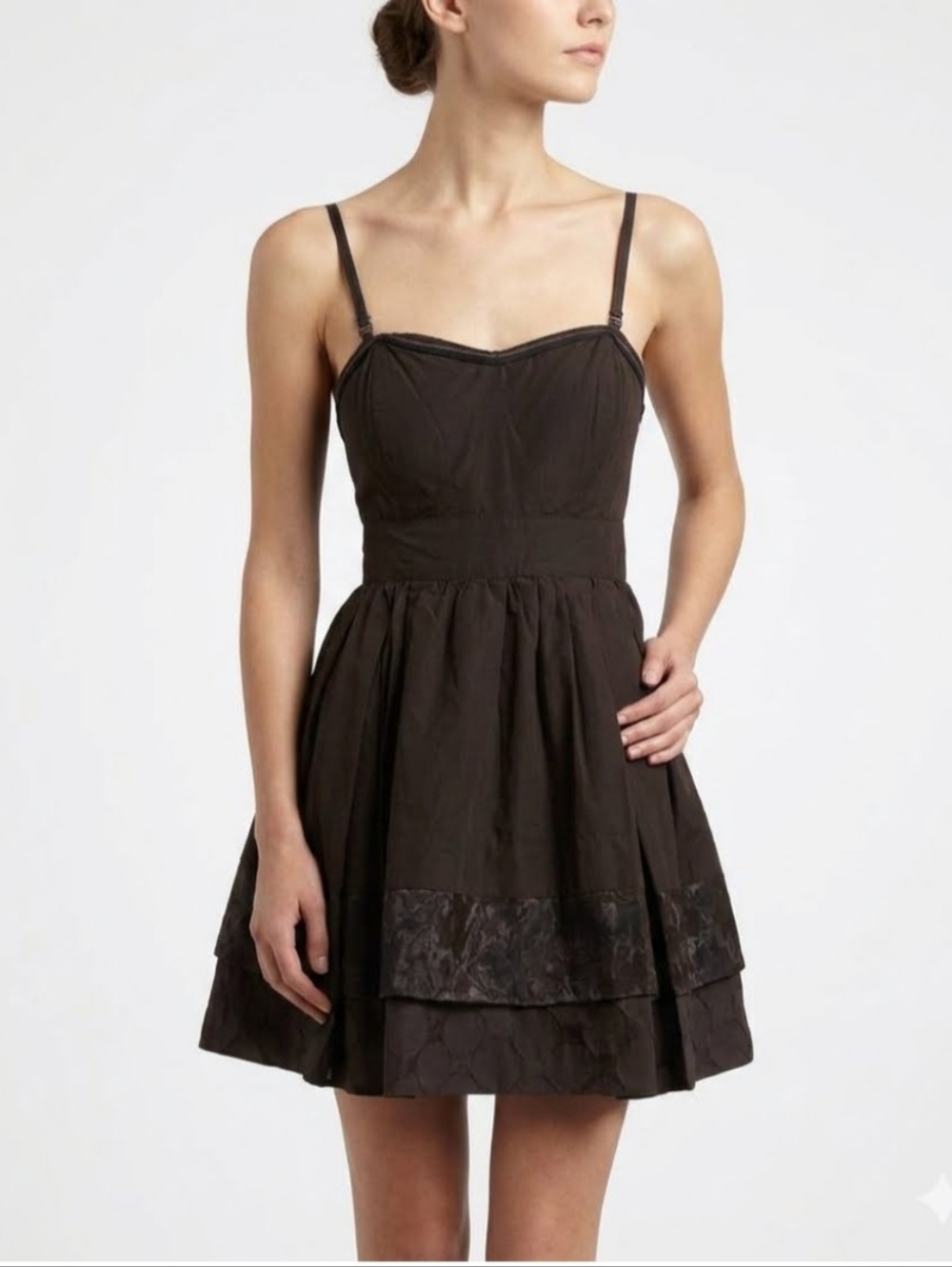 XXI Forever 21 Black Babydoll Ruffle  Spaghetti Strap Dress.